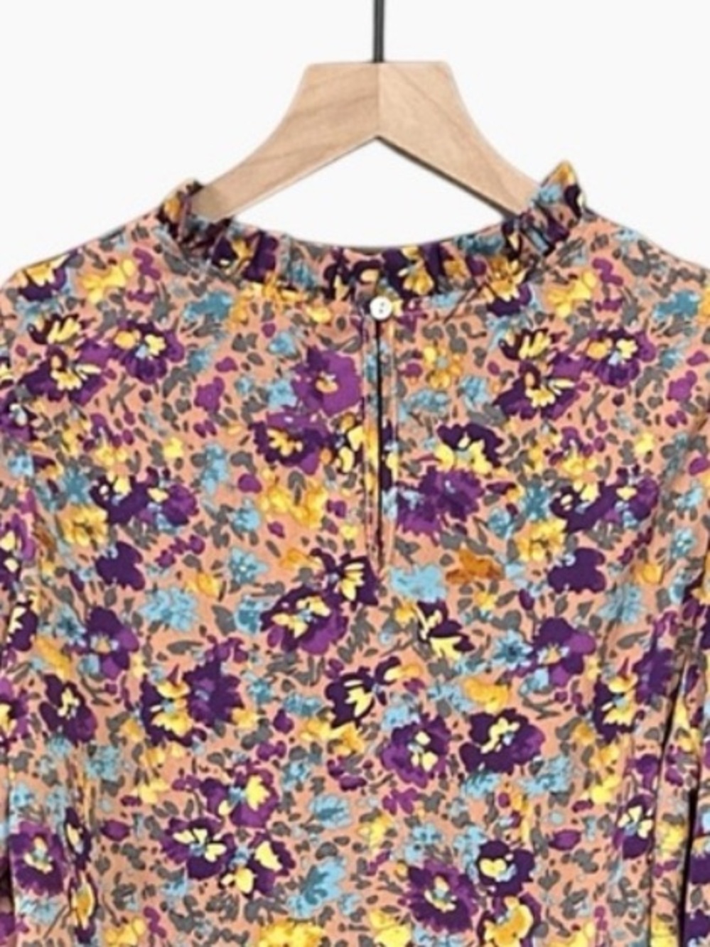 Jodifl Can't Change Purple Ditsy Floral Long Sleeve Feminine Blouse Size Small - Picture 10 of 12